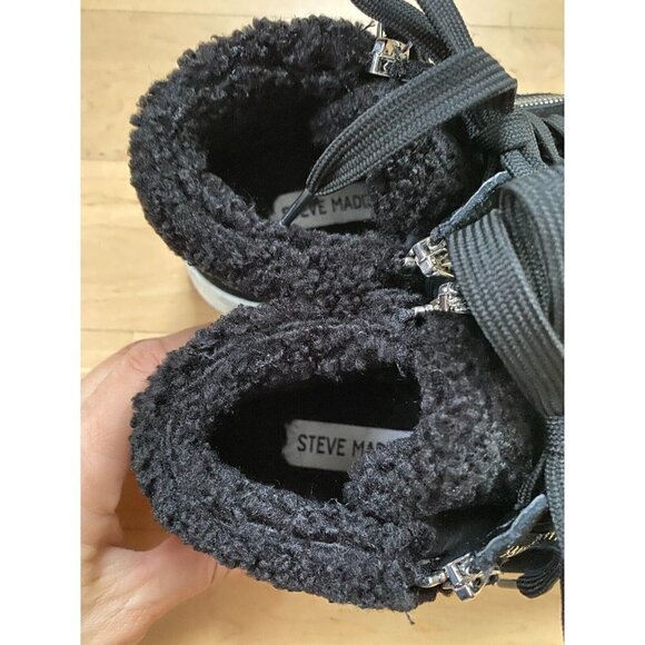 STEVE Madden Womens Size 6.5 "Kameo" Black Suede Sneakers Faux Fur - Picture 5 of 7